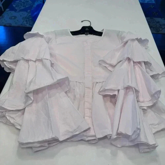 Walter Baker Women's Size Small Light Pink Tiered Ruffle Sleeves - Picture 9 of 9